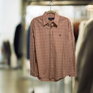 Polo by Ralph Lauren Men's Vibrant Orange Check Shirt-gently used